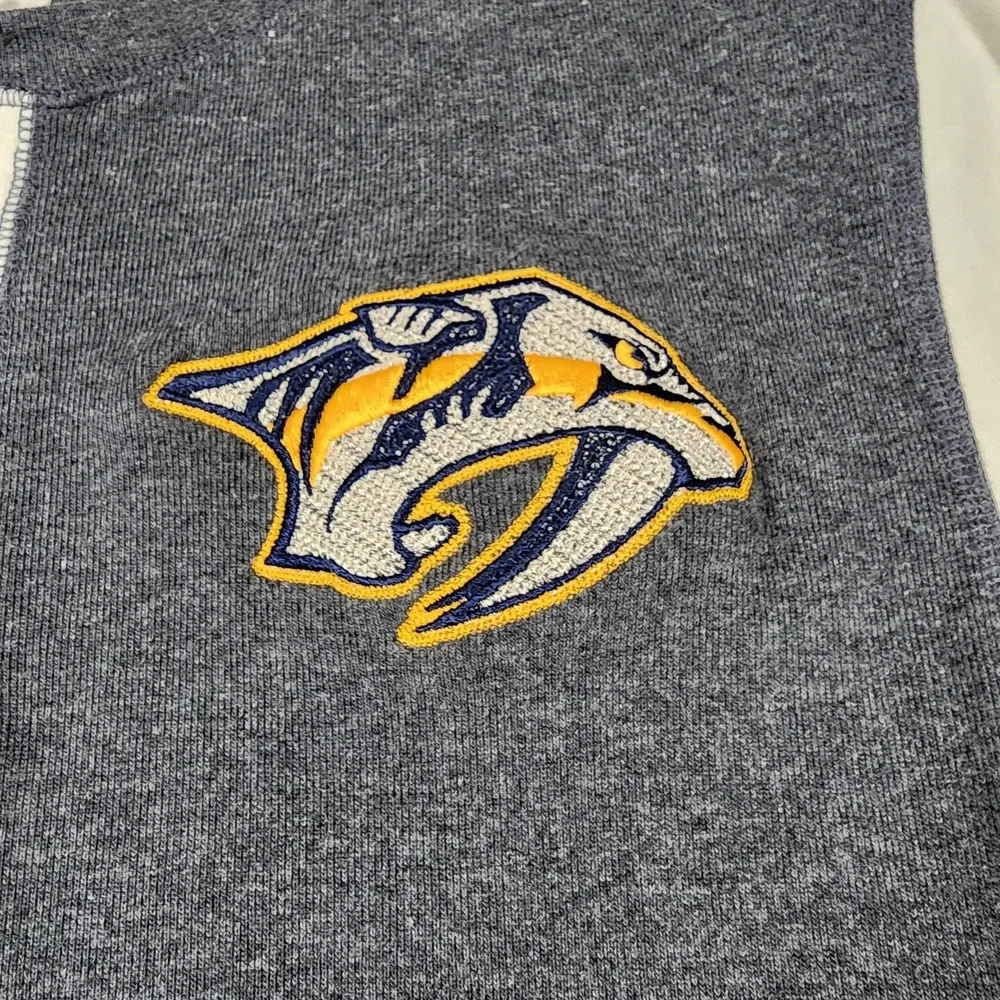 Nashville Predators Shirt Mens Small Gray Cream Long Sleeve NHL‎ Hockey CCM - Picture 2 of 10